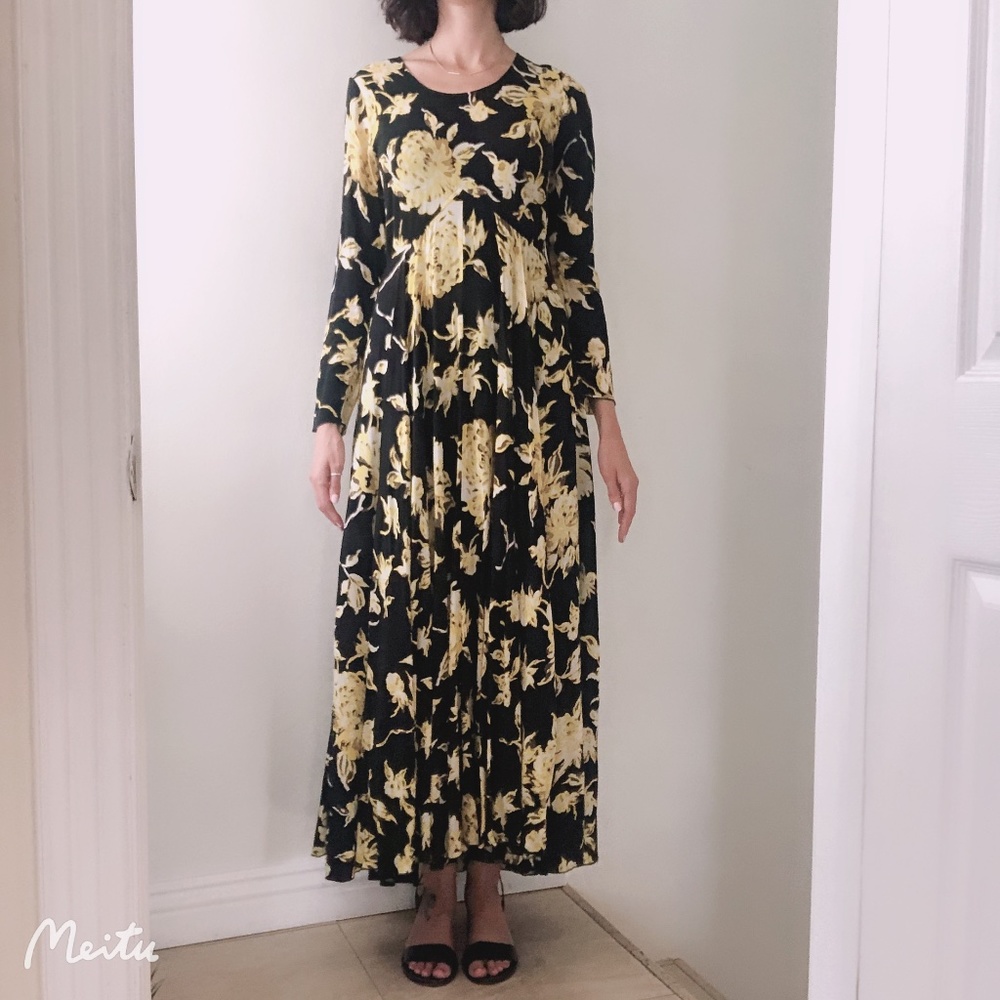 Free People First Kiss Black/Yellow Floral dress